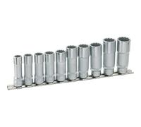 Hazet Jeu de clés à douilles (12 pans) - Carré creux 10 mm (3/8 pouce) - Profil à 12 pans extérieurs - Longueur totale: 240 mm - Nombre d'outils: 10 - 880TZ/10H