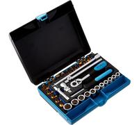 HAZET Jeu de clés à douilles 854-1 I Jeu de 33 outils, entraînement : carré 6,3 mm (1/4 pouce), coffret à outils mobile Fabriqué en Allemagne, y compris cliquet et embouts pour utilisation manuelle