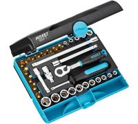 HAZET Jeu de clés à douilles 854T I Jeu de 33 pièces I Coffret de cliquets avec ouverture de e 5 à 14 mm I Jeu polyvalent pour une multitude d'applications