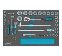 Hazet Jeu de clés à douilles - Carré creux 12,5 mm (1/2 pouce), Carré creux 6,3 mm (1/4 pouce) - Profil à 6 pans intérieurs, Profil à fente, Profil Phillips PH, Profil Pozidriv PZ, Profil Traction à 6