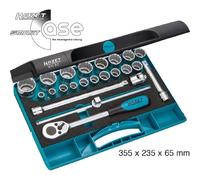 Hazet Jeu de clés à douilles - Carré creux 12,5 mm (1/2 pouce) - Profil Traction à 12 pans extérieurs - Nombre d'outils: 23 - 900AZ