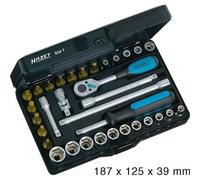 Hazet Jeu de clés à douilles - Carré creux 6,3 mm (1/4 pouce) - Profil à 6 pans extérieurs, Profil TORX extérieur, Profil TORX intérieur, Profil à fente, Profil Phillips PH, Profil à 6 pans intérieurs