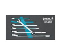 HAZET Jeu de clés mixtes à cliquet 163-97/6 I 6 pièces I Coffret plastique avec système Safety Insert, ouverture de clé : 8-19 I Jeu complet'.