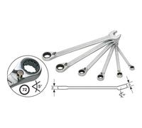 Hazet Jeu de clés mixtes à cliquet - Profil Traction à 12 pans extérieurs - Nombre d'outils: 6 - 606/6-1
