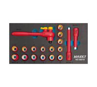 HAZET Jeu de douilles isolées HAZET 163-580/18 carré creux 10 mm (3/8 pouce) extérieur double hexagone traction profil 8 - 22 Nombre d'outils : 18 Quantité:1