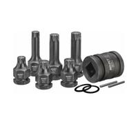 HAZET Jeu de douilles mâles à chocs 990S/11 ∙ Carré creux 20 mm (3/4 pouce), Carré creux 12,5 mm (1/2 pouce), 6 pans extérieurs 24 mm ∙ Profil denture multiple intérieur XZN ∙ Nombre d'outils : 11 ∙ M