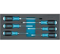 HAZET Jeu de tournevis 163-522/6N, 6 pièces, à fente (0,8x4,5-1,2x7) et cruciforme PH1-PH3, avec capuchon de frappe métallique pour des applications puissantes'.