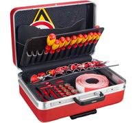 HAZET Jeu d'outils VDE 150/43 pour véhicules hybrides et électriques, 43 pièces, fente, cruciforme PH, TORX femelle, coffret à roulettes avec rallonge télescopique, carré 3/8 pouces