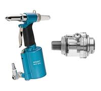 Hazet Pistolet à Rivets 9037SPC | pneumatique, hydraulique, 4 embouchures, Taille des Rivets: 2,4-4,8 mm, Longueur de la Course 14 mm & Mini lubrificateur 9070N-1 - capacité 28ml