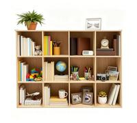 HazLope Étagère Livres Bois Massif, Bibliothèque 12 Compartiments avec Dessus Rangement, Meuble Rangement 100 kg pour Salon Bureau Chambre, Étagère XXL 120x30x90 cm