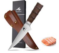 HAZMUSS Couteau à Désosser de 13,5 cm Avec Fourreau, Acier Inoxydable à Haute Teneur en Carbone, Manche en Bois Unique, Convient Pour Couper la Viande, Le Poisson et la Volaille