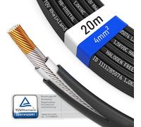 HB-DIGITAL 20m Câble solaire 4mm² Photovoltaïque H1Z2Z2-K - Certifié TÜV Rheinland - aux UV Flexible En cuivre pur 1500V Cable d'installation pour panneau solaire Alimentation en énergie sûre - Noir