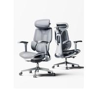 Hbada E3 Air 2026 Chaise de Bureau Ergonomique Soutien Lombaire 3 Zones 4D Appui-Tête & Accoudoirs (Gris sans Repose-Pieds)