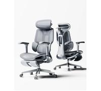 Hbada E3 Air 2026 Chaise de Bureau Ergonomique Soutien Lombaire 3 Zones 4D Appui-Tête & Accoudoirs (Gris avec Repose-Pieds)