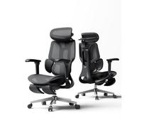 Hbada E3 Air 2026 Chaise de Bureau Ergonomique Soutien Lombaire 3 Zones 4D Appui-Tête & Accoudoirs (Noir avec Repose-Pieds)