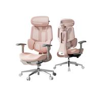 Hbada E3 Air Chaise de Bureau Ergonomique Fauteuil de Bureau - Soutien Lombaire Dynamique 3 Zones, Appui-Tête 3D Réglable, Accoudoirs 3D Réglables, Pivotant (avec Repose-Pieds, Rose)