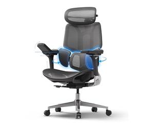 Hbada E3 Pro Chaise de Bureau Ergonomique Fauteuil de Bureau - Soutien Lombaire Dynamique 3 Zones, Appui-Tête 4D Réglable, Accoudoirs 6D Réglables, Pivotant sans Repose-Pieds, Noir