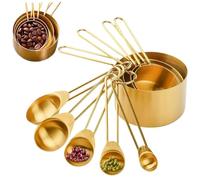 Hbbgdiy 9pcs Gold Mesury Cups and cupons Ensemble, Tasse à mesurer en Acier Inoxydable empilable et Ensemble de cuillères, Outils de Cuisine pour la Cuisson et la Cuisson