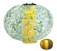 Hbbgdiy Lanterne Solaire Suspendue de Style Chinois, Lanterne de Jardin Ronde à LED pour Patio, Cour, allée, fête en Plein air et décorations festives, Lampe Solaire Suspendue