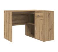 HBBMGYD Bureau d'angle avec Tiroir en Bois d'Ingénierie, 102 x 88 x 75 cm | Meuble d'angle gain de place, finition chêne, rangement étagères et tiroir, style contemporain, entretien chiffon humide