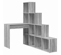 HBBMGYD Bureau d'angle Gris Sonoma avec étagère, 101,5 x 149,5 x 149,5 cm | Bois d'ingénierie résistant, montage deux configurations, fixation murale incluse, entretien chiffon sec, style contemporain