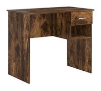 HBBMGYD Bureau en Bois d'Ingénierie Chêne Fumé 90 x 49 x 75 cm avec Tiroirs | Surface lisse, finition mate, poignées aluminium, rangements intégrés, entretien facile, style scandinave, usage domestique