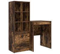 HBBMGYD Bureau en Bois d'Ingénierie Fumé 105,5 x 50 x 127 cm, 2 Pièces | Design scandinave, plateau généreux, rangements intégrés, montage simple, nettoyage rapide, finition chêne fumé, usage