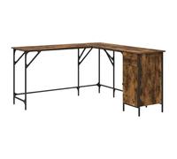 HBBMGYD Bureau en L Chêne Fumé 141 x 141 x 75 cm Bois d'Ingénierie Métal | Design angle industriel, plateau résistant à l'humidité, fixation murale incluse, usage quotidien, intérieur moderne