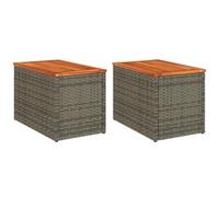 HBBMGYD Table d'Appoint Jardin 2 Pièces Gris 55x34x37 cm Poly Rotan | Plateau bois massif, cadre acier poudre, entretien simple, duo gris, usage terrasse cour balcon