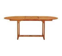 HBBMGYD Table de Jardin en Bois d'Eucalyptus Massif, Extensible avec Trou | Dessus agrandissable, bois dense hydrofuge, teinte brun rougeâtre, usage terrasse patio, housse conseillée
