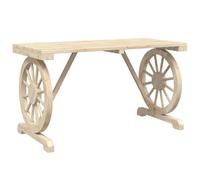 HBBMGYD Table de Jardin en Bois Massif de Sapin 115 x 55 x 65 cm | Bois de sapin massif, design roue de chariot, idéale patio jardin terrasse, entretien avec housse imperméable