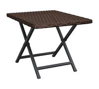 HBBMGYD Table Pliable Polyratan Marron 45 x 35 x 32 cm Acier | Résine tressée résistante, cadre acier stable, pliage facile, usage jardin balcon patio, entretien simple