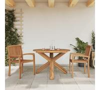 HBBMGYD Table Ronde Jardin Teck Massif Ø109x74 cm Bois Exterieur | Bois teck chevronné séché four, surface lisse, plateau stable, usage patio terrasse pelouse, entretien avec housse