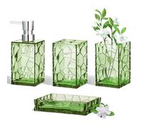 HBlife Ensemble d'accessoires de Salle de Bain Moderne en Acrylique Vert Sauge avec Porte-Brosse à Dents, Distributeur de Savon, gobelet, Porte-Savon