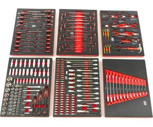 HBM 245-Deluxe : ensemble d'outils complet – équipement pour coffret à outils, douilles, fusibles, clés et pinces – kit prêt à l'emploi pour l'atelier et les besoins automobiles