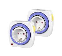 HBN Lot de 2 minuteurs mécaniques avec 96 segments de commutation (15 minutes), minuterie analogique pour intérieur 16 A/3680 W, mini minuterie avec sécurité enfant, cycle marche/arrêt quotidien pour