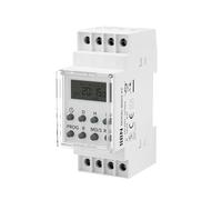 HBN Minuterie numérique pour rails chapeau, écran LCD, programmable sur 7 jours, 8 programmes de commutation, 24 h, minuterie AM/PM, heure d'été/hiver, fonction aléatoire