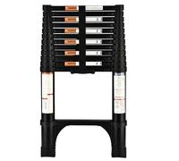 HBTower 3.8M/12.5FT Echelle telescopique, Escamotable en Aluminium,Echelle plianteConvient aux Camping-Cars, greniers, extérieurs et intérieurs, Charge Max 150 kg,Noir