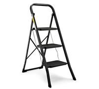 HBTower Escabeau 3 Marches Pliable, Escabeau Fait en Acier Alliage, Marches Antidérapantes, Épaisseur Pliée 4,5 cm, Charge 150 kg, sans Montage - pour Cuisine, Garage & Bureau