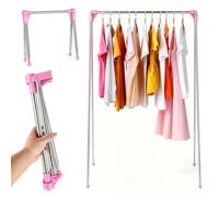 Hbzunt Séchoir à linge portable pliable | Portant à vêtements de voyage portable de 33 à 71,1 cm, pour la maison, le linge, le camping, les voyages en plein air (rose)