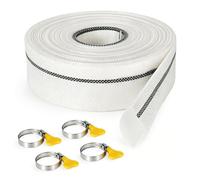 Hbzunt Tuyau renforcé de 32 mm, tuyau plat de 20 m | tuyau de pompe avec 4 colliers de serrage, kit d'accessoires pour tuyau renforcé destiné au jardinage et à l'industrie.