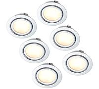 HCFEI Lot de 6 Spot LED fin encastrable pour meuble - Entièrement en métal - 230V - Chrome brillant - Compatible avec boîtier encastré - Diamètre 60mm - Blanc neutre