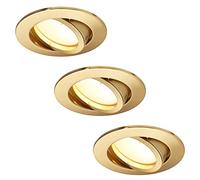 HCFEI Spot LED Dimmable Doré Rond Orientable 5W Plat 230V 68mm Angle de diffusion 120° Blanc Neutre 4000K (lot de 3)