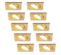 HCFEI Spot LED Encastrable Ultra Plat | 425 Lumen | 230V 5W | Dimmable | Corps Carré | Orientable | Doré (10er - Blanc Chaud)
