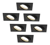 HCFEI Spot LED encastrable ultra plat | 425 lumens | 230 V 5 W | Intensité variable | Boîtier carré | Orientable | Noir (6 - Blanc chaud)