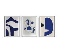 HCHKMMI Henri Matisse Bleu Affiches Salon Tableaux Murale Art Decoration Anglais Mots Imprimer Peinture Murale Triptyque Toile tableau Murale Art Galerie Décoration 40×55cm×3 Sans Cadre