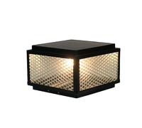 HCIPJQY Lampadaire Solaire Carré À LED E27 Blanc Chaud Avec Verre À Motifs | Lanterne lumineuse étanche en aluminium pour poteaux en bois 6x6, idéale pour portails, jardins, terrasses, allées