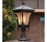 HCIPJQY Lampadaires Extérieurs Classiques En Aluminium Pour Clôture Murale | Lampes solaires en verre pour poteaux avec support de fixation Lampes solaires pour terrasse, jardin, aménagement paysager