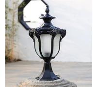 HCIPJQY Poteau D'éclairage Extérieur Moderne En Fonte D'aluminium, Noir Mat Pilier En Verre De Style Japonais Lanterne Vintage Étanche Avec Socle De Fixation