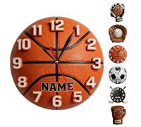 HCLRIU Horloge Murale Basketball Personnalisée avec Nom, Décoration Basketball Personnalisée pour Chambre à Coucher, Cadeau pour Athlète, Petit Ami, Père, Entraîneur, Anniversaire, Remise de Diplôme